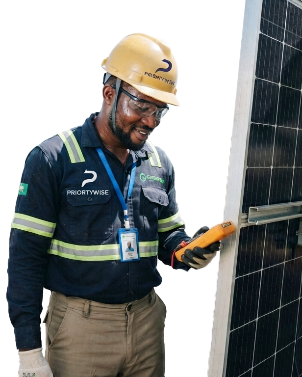 Quarry Management engineer standing by solar panel 202608221144mm