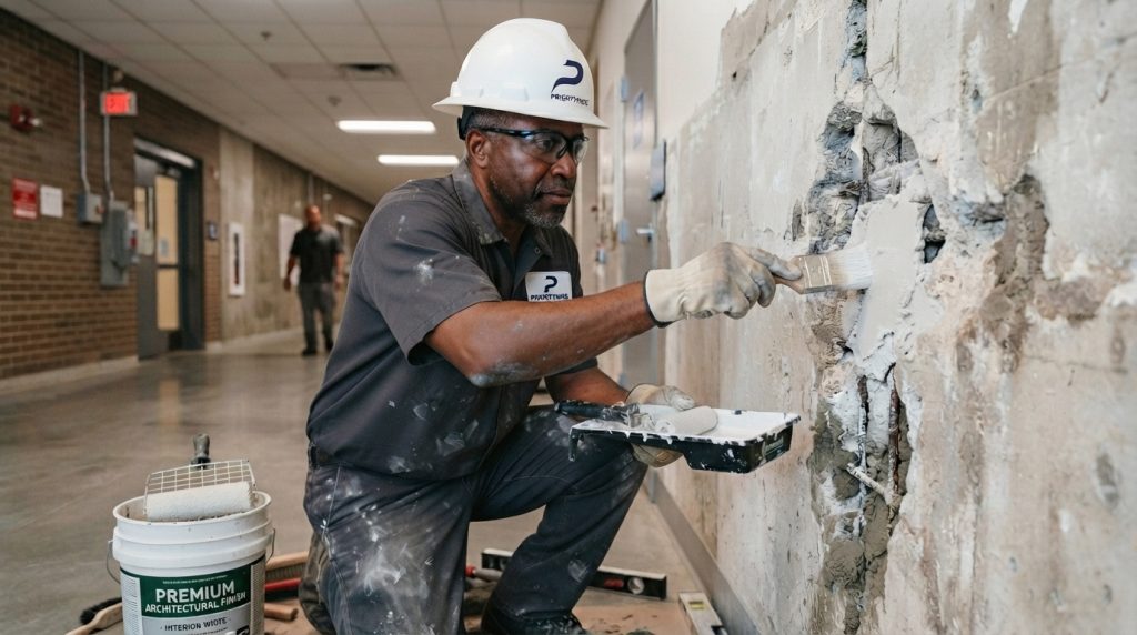 Expert Home and Office Renovation Services man repairing concrete wall 202608221109