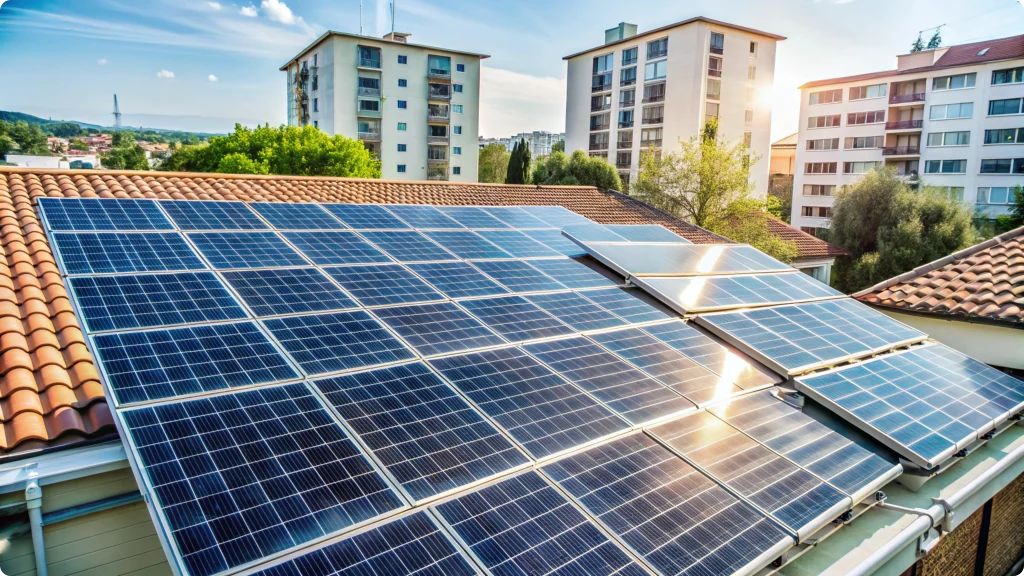vecteezy rooftop solar panels shining bright sustainable energy green 55099526